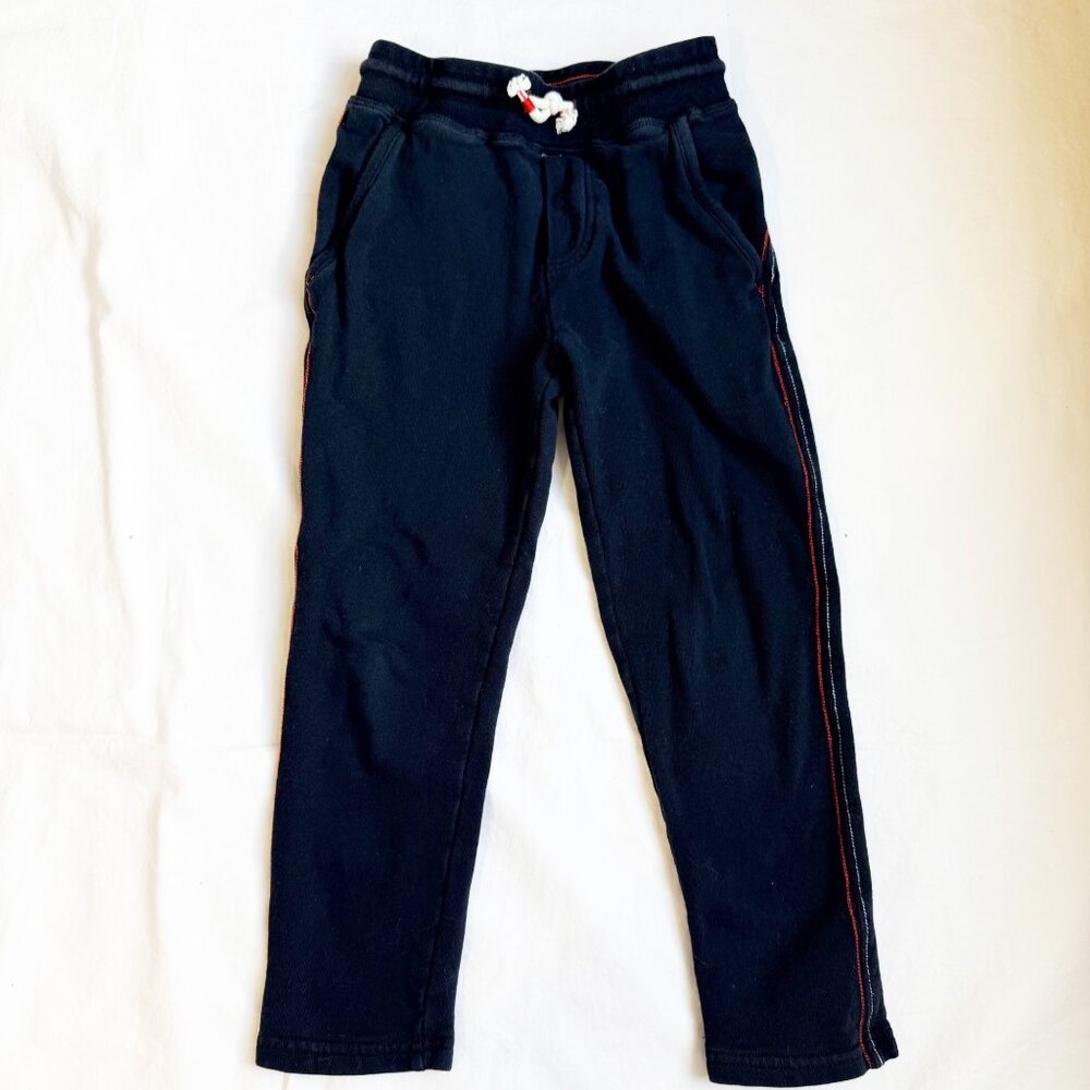 Mini Boden Black Jogger Pants With Red Stitch Detail & Drawstring Waist 6-7Y Kid